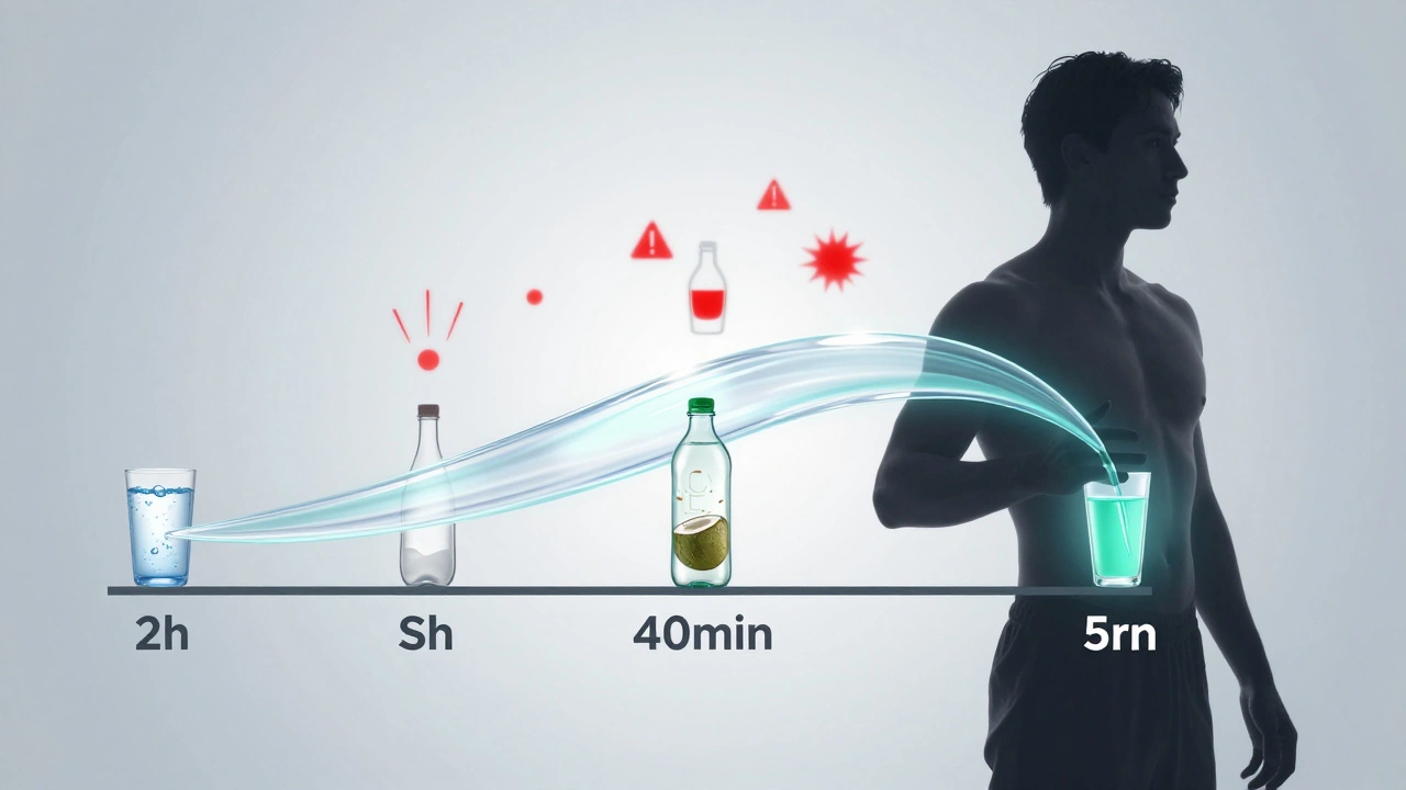 Силуэт тела с потоками жидкости перед тренировкой, предупреждающие символы исчезают в фоне.