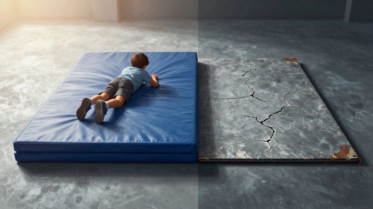 Сравнение качественного современного мата и старого изношенного покрытия